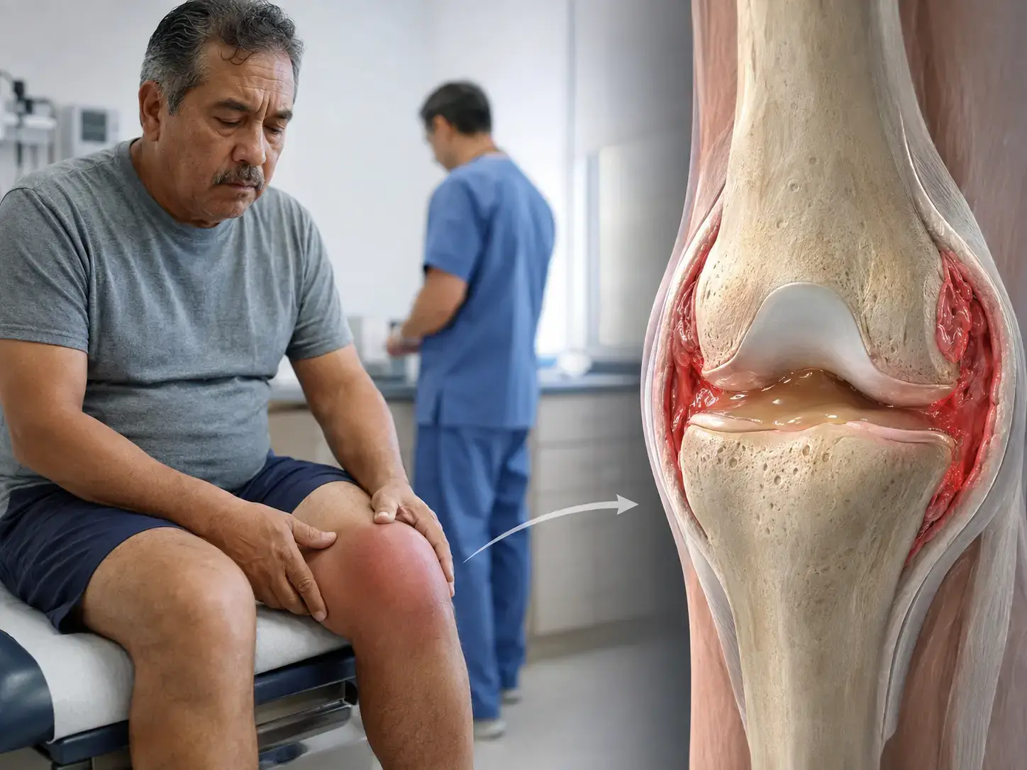 Artritis infecciosa de la rodilla: visualización humana y 3D