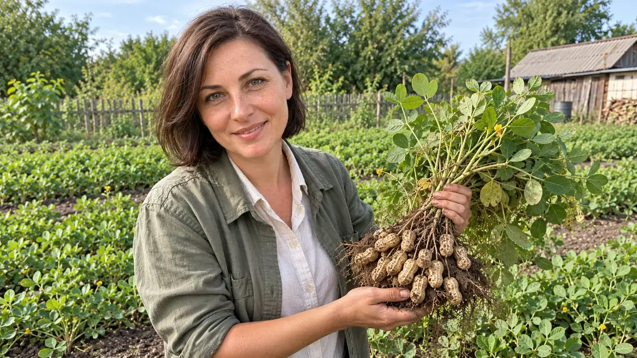 Кущі арахісу на грядці