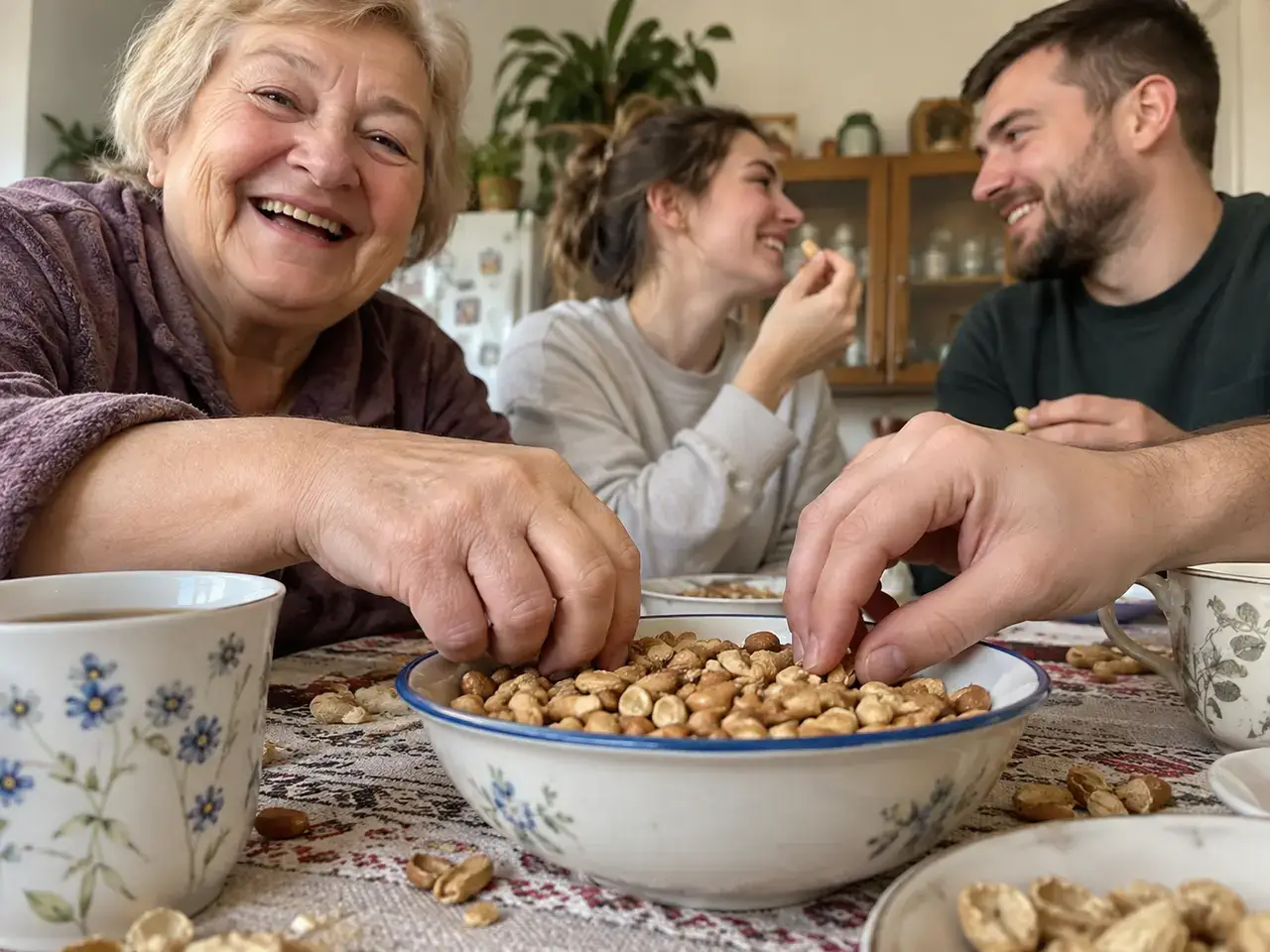 Смажений арахіс у мисці