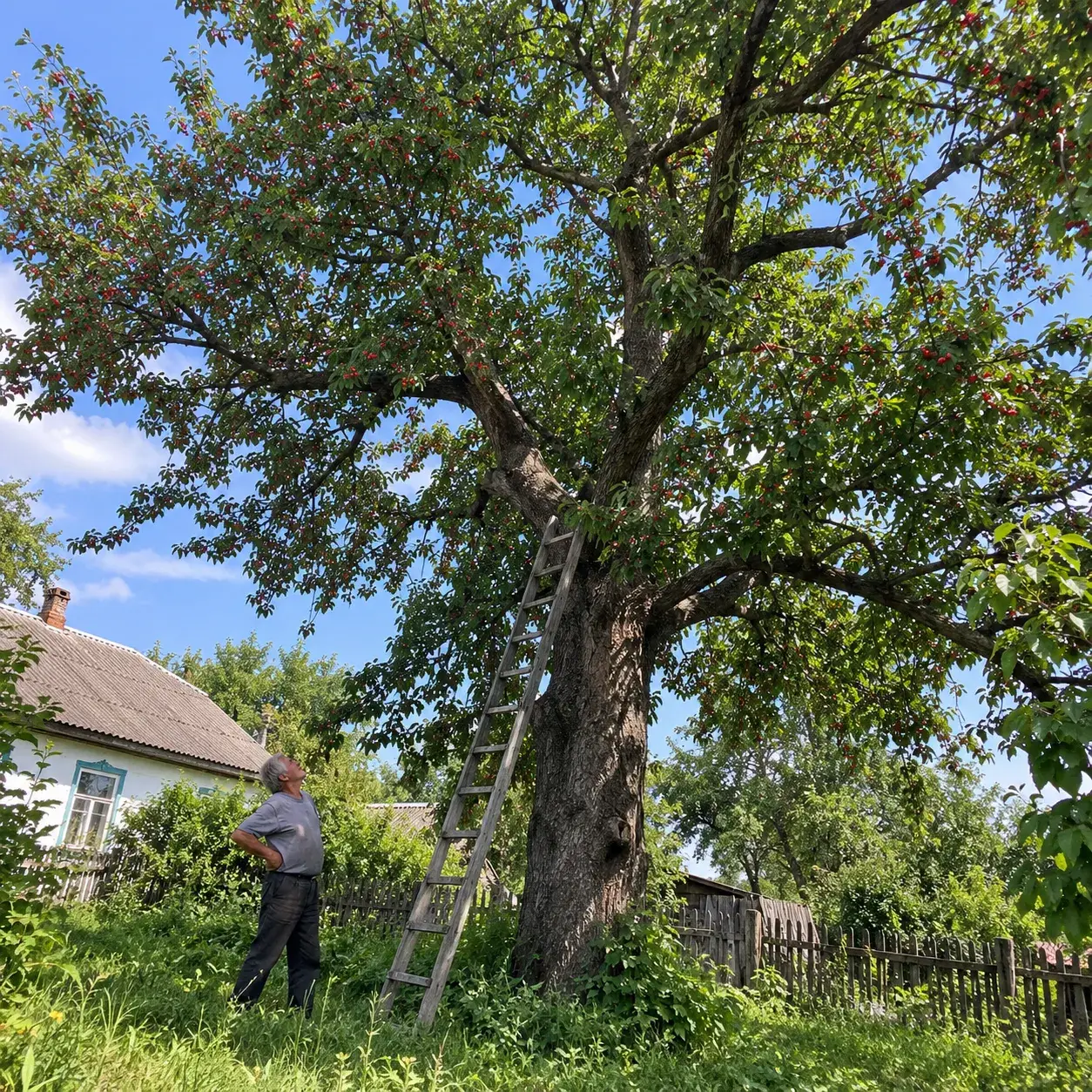 Високе дерево звичайної черешні